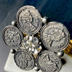 Silver Round Crown Face Ring One size fits all